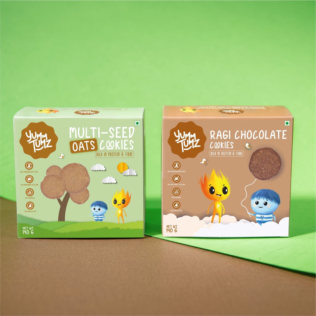 Ragi Choco & Multi-Seed Oats Cookies | Pack of 2 | No Refined Sugar, Preservative-Free (280g)