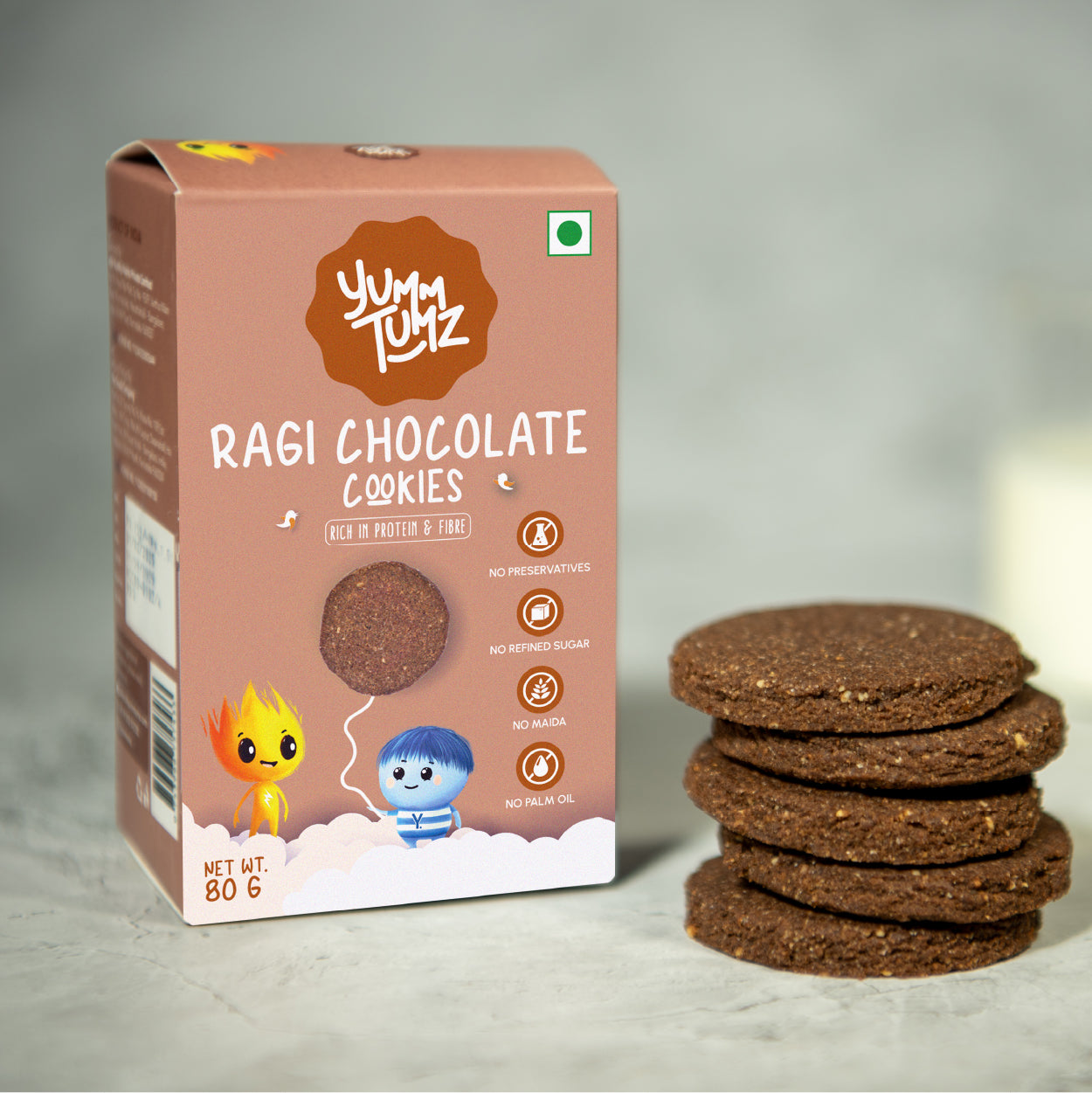 Ragi Chocolate Cookies | Millet Based | No Refined Sugar, Preservative-Free (80g)
