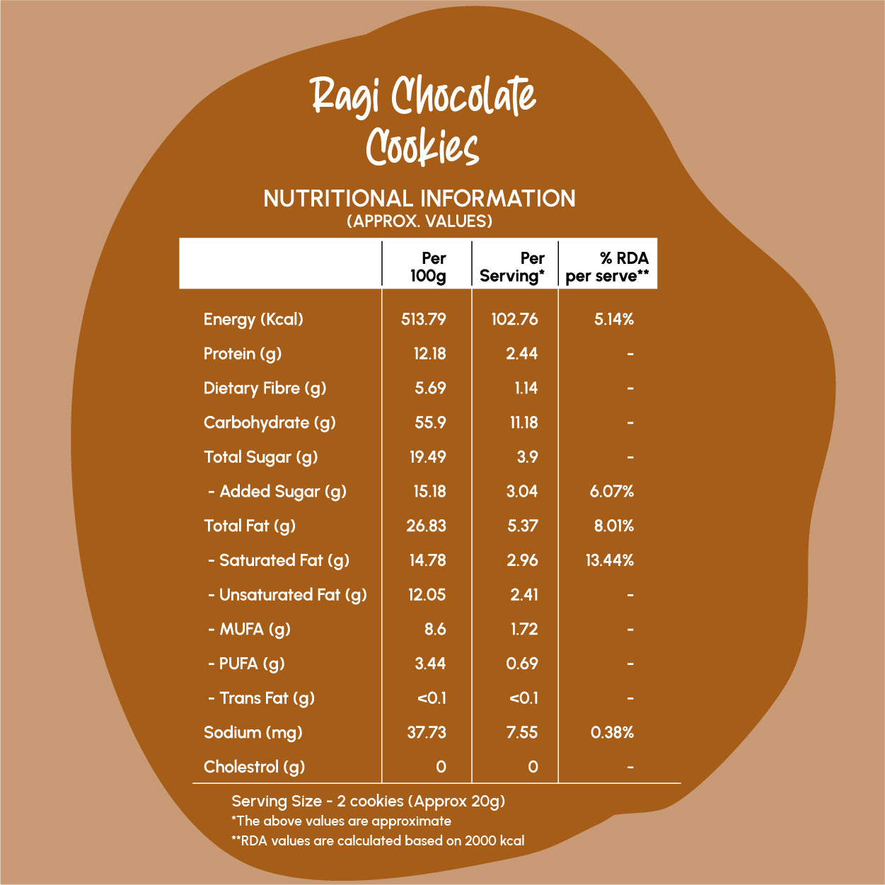 Ragi Chocolate Cookies | Millet Based | No Refined Sugar, Preservative-Free (80g)