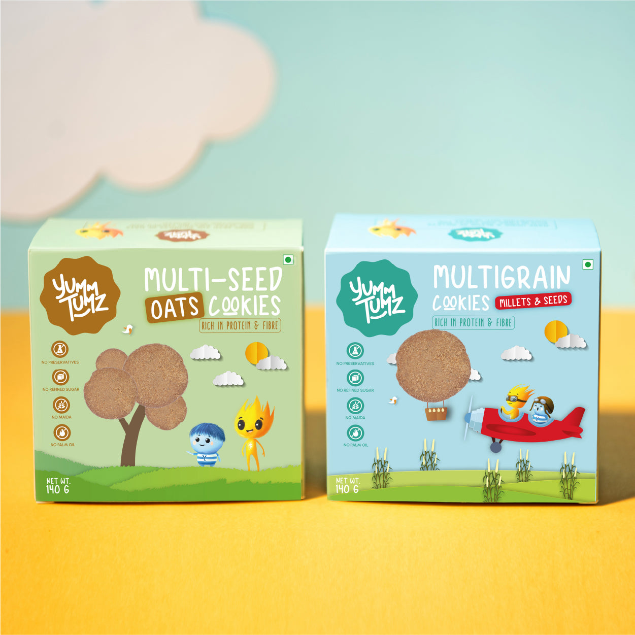 Multigrain Millets and Seeds Cookies & Multi-seed Oats Cookies | Pack of 2 | No Refined Sugar, Preservative-Free (280g)