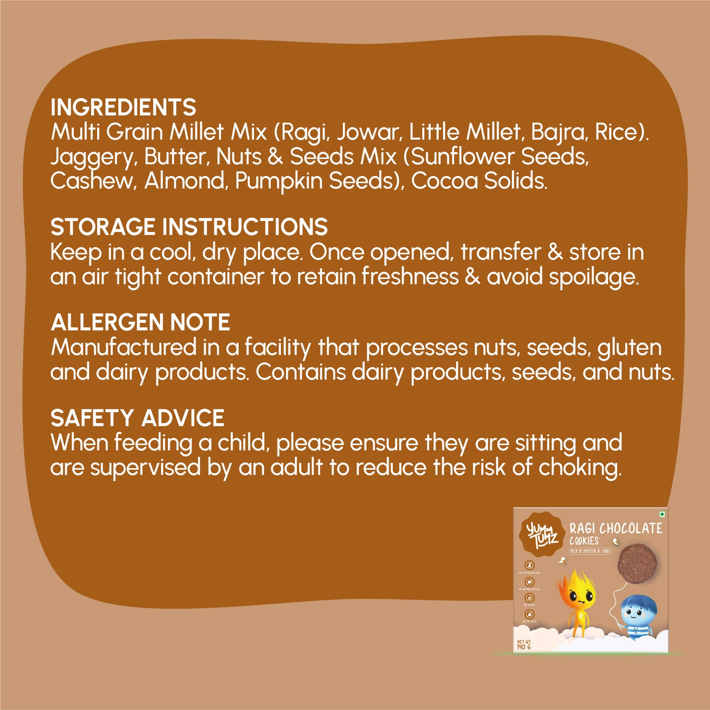 Ragi Chocolate Cookies | Millet Based | No Refined Sugar, Preservative-Free (80g)