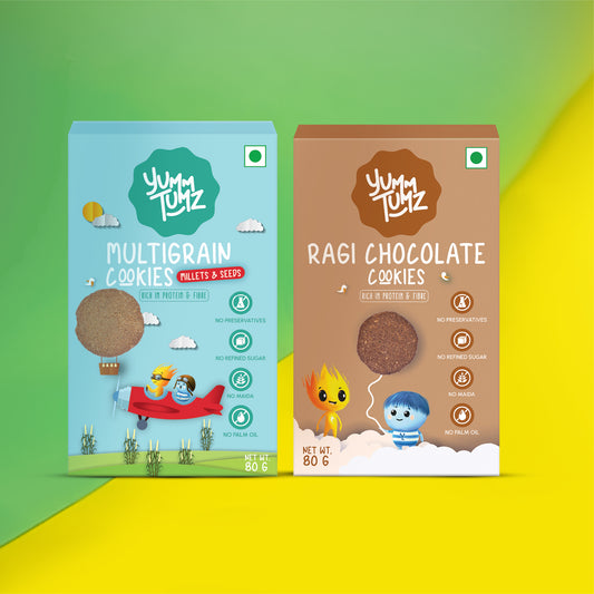 Ragi Choco & Multigrain Millets & Seeds Cookies | Pack of 2 | No Refined Sugar, Preservative-Free (160g)