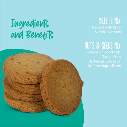 Multi-seed Oats & Multigrain Millets and Seeds Cookies | Pack of 2 | No Refined Sugar, Preservative-Free (220g)