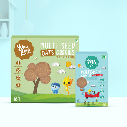 Multi-seed Oats & Multigrain Millets and Seeds Cookies | Pack of 2 | No Refined Sugar, Preservative-Free (220g)