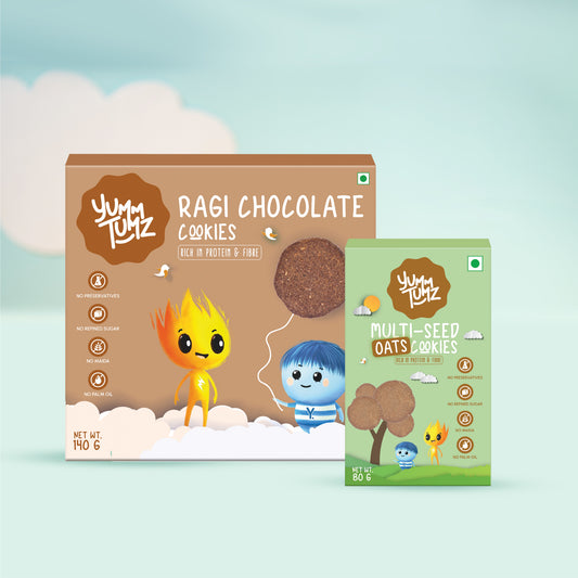 Ragi Choco & Multi-Seed Oats Cookies | Pack of 2 | No Refined Sugar, Preservative-Free (220g)